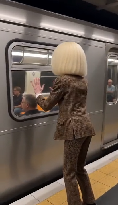Subway Singing AI train run template — chasing a departing train on the platform